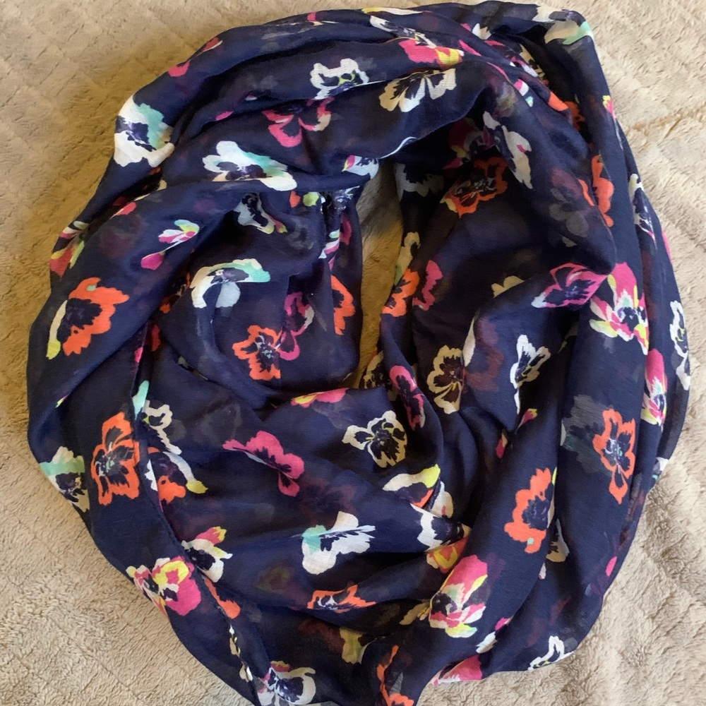 Navy Pansy Infinity Scarf - Picture 2 of 4